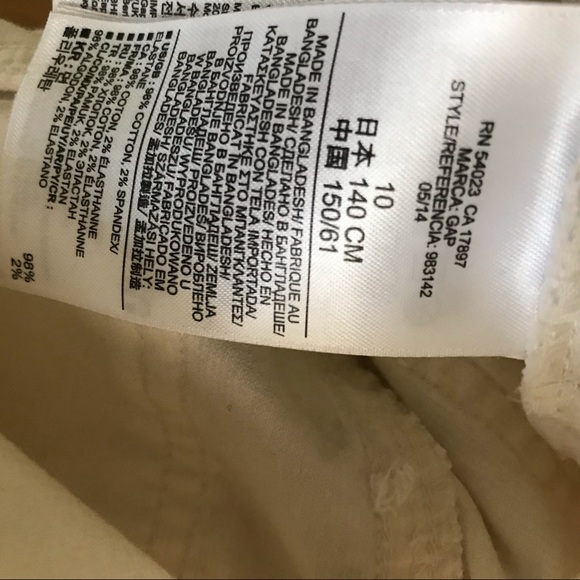 Gap Girls Cream Corduroy Pants Size 10 - Picture 8 of 9